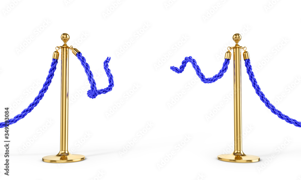 Broken rope fencing isolated on a white background. 3d illustration Broken rope fencing isolated on a white background. 3d illustration
