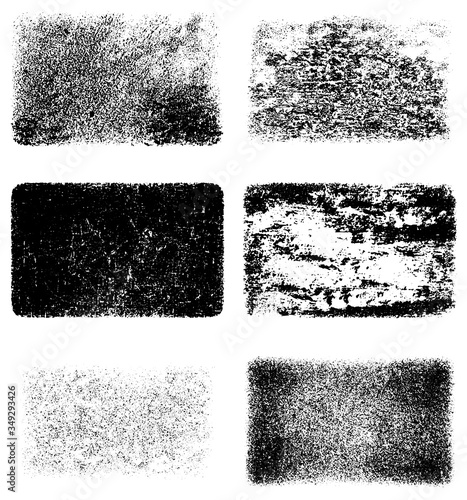 A set of grunge textures. Black and white backgrounds of dirt and dust. Abstract monochrome backdrop