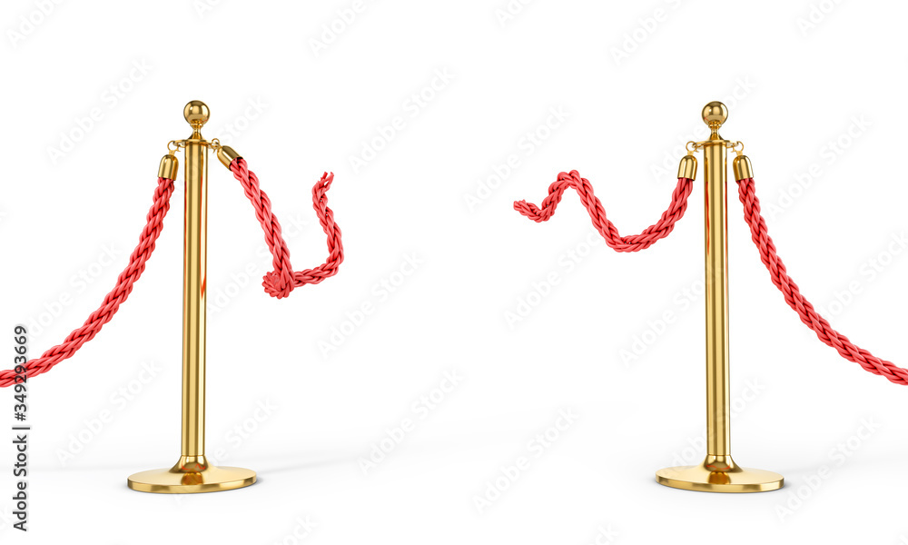 Broken rope fencing isolated on a white background. 3d illustration Broken rope fencing isolated on a white background. 3d illustration