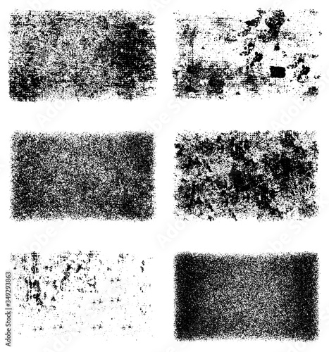 A set of grunge textures. Black and white backgrounds of dirt and dust. Abstract monochrome backdrop