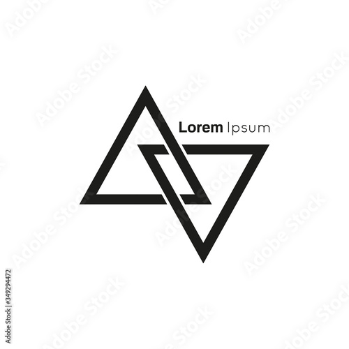 Two black triangles connected together. Abstract vector logo design template.