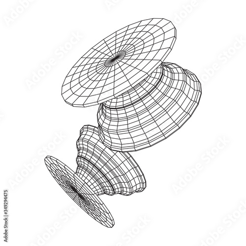 Pop Socket Holder for Smartphone. Wireframe low poly mesh vector illustration.