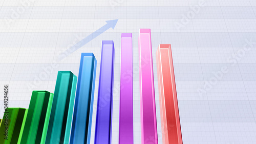 Business Economy Data Graph finance Chart Bar Growth Success 3D illustration background.