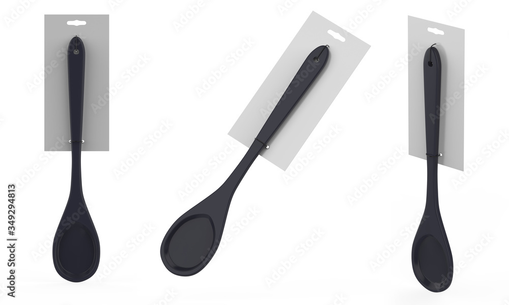 Plastic Kitchen Slotted Turner Mock up isolated on white background. 3d illustration Plastic Kitchen Slotted Turner Mock up isolated on white background. 3d illustration