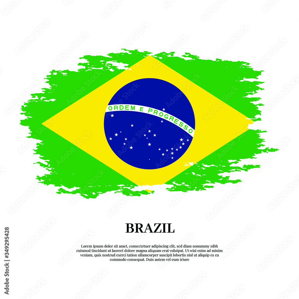 flag of brazil painted with grunge brush isolated on white background