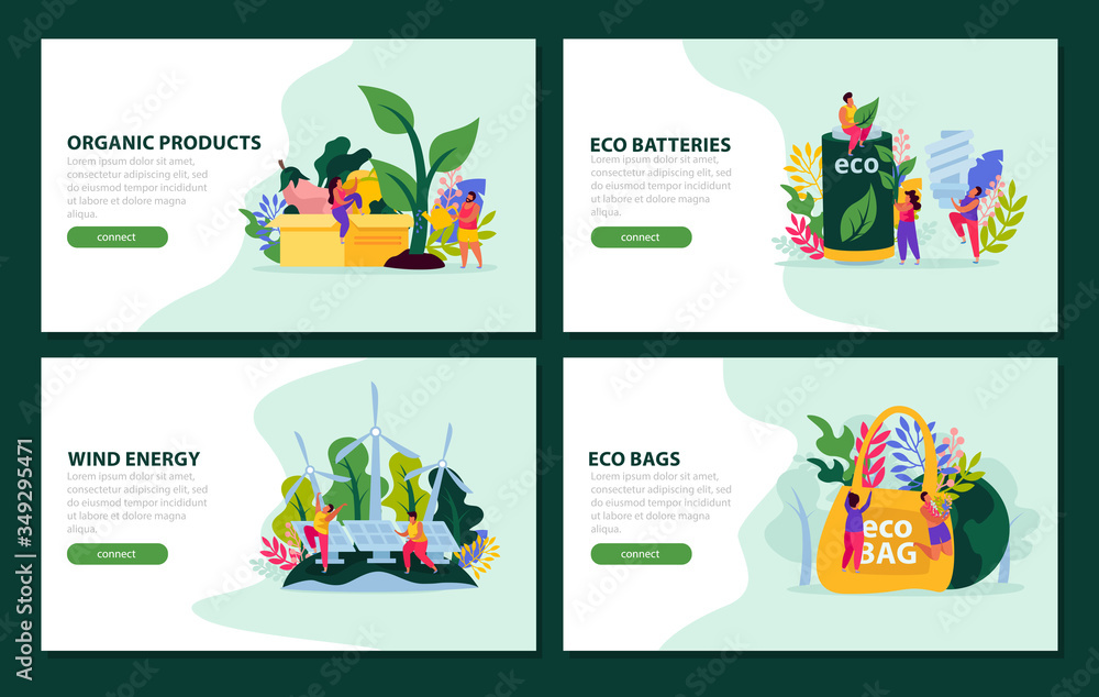 Ecology Horizontal Banners Set Ecology Horizontal Banners Set
