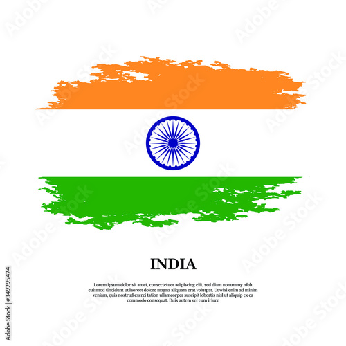 flag of india painted with grunge brush isolated on white background
