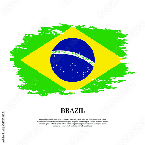 flag of brazil painted with grunge brush isolated on white background