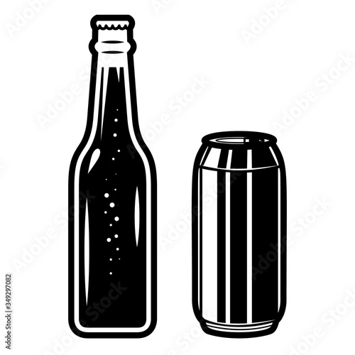 Illustration of beer bottles. Design element for logo, label, sign, poster, t shirt. Vector illustration
