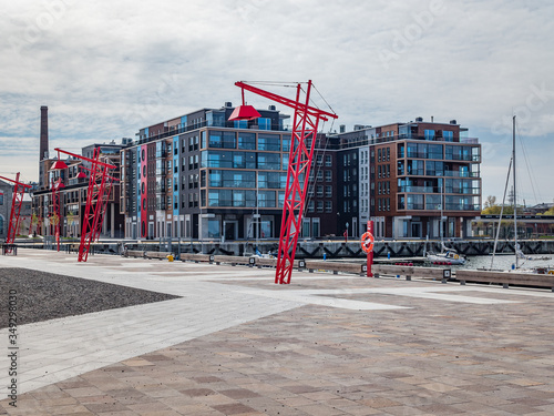 A new residential area at Port Noblessner at Night Tallinn, Estonia photo