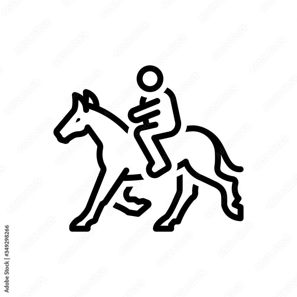 Black line icon for horse ride Black line icon for horse ride