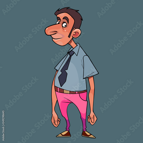 cartoon man in pink jeans and a shirt with a tie