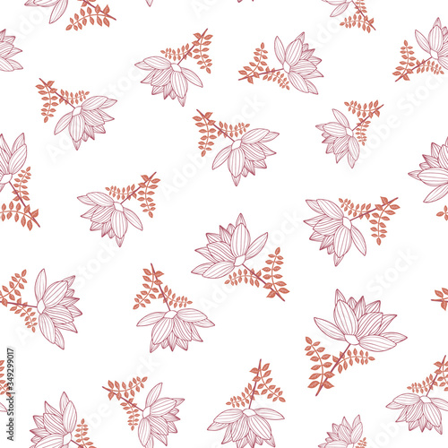 Seamless Floral Vector Pattern with elegant flowers for decoration, print, textile, fabric, stationery, wallpaper © BeatrizPascual