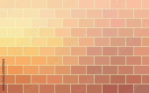 Warm light on new brick wall background. Orange yellow mosaic texture. Abstract pattern. © avextra