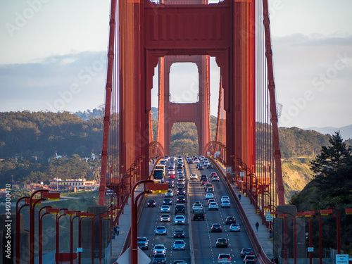 Golden gate bridge with cars
