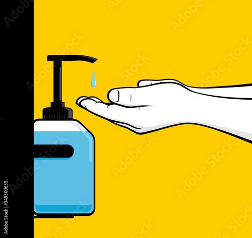 Disinfecting hands illustration