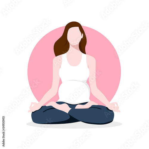 mother meditating in calm and relaxing. women healthy recreation for babies.
