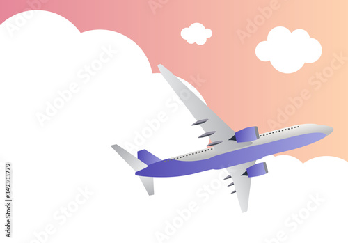 Travel background with Airplane and Sky with Cloud. Vector Illustration