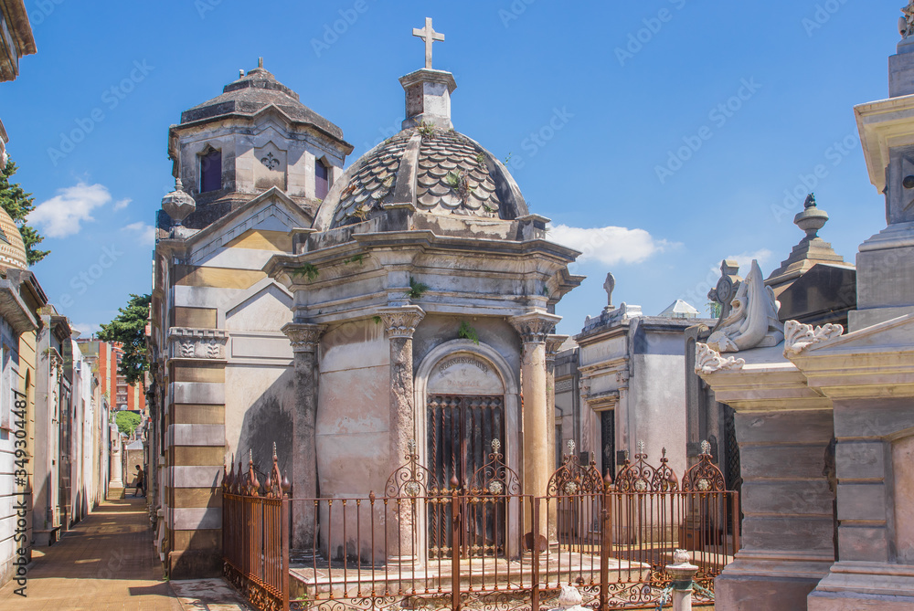 La Recoleta Cemetery. Buenos Aires, Argentina - January 28 2019. La Recoleta Cemetery (Spanish: Cementerio de la Recoleta) is a cemetery located in the Recoleta