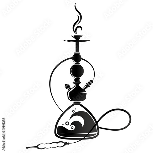 Hookah silhouette for smoking and relaxation illustration