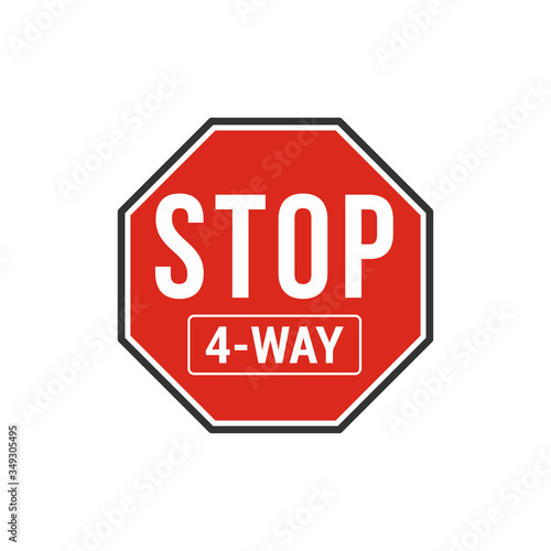 Stop 4-way sign. Vector Illustration