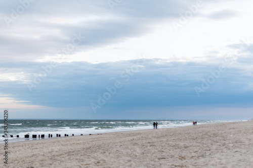 Empty Rockaway Beach at sunset in Queens, New York City in May 2020