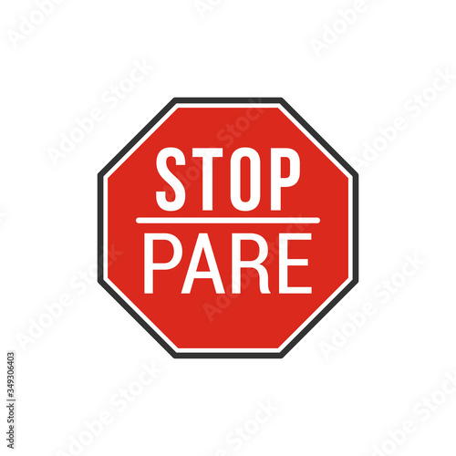 Stop Pare Sign. Vector Illustration