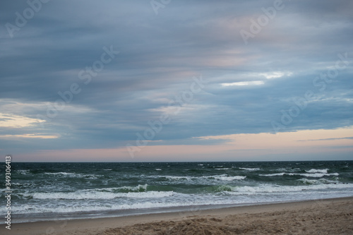 Empty Rockaway Beach at sunset in Queens  New York City in May 2020