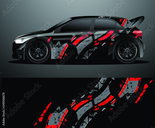 Rally car decal graphic wrap vector, abstract background