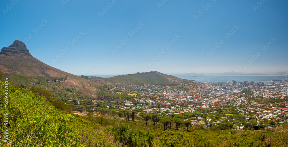 South Africa landscape view to Cape Town city with blue sky background