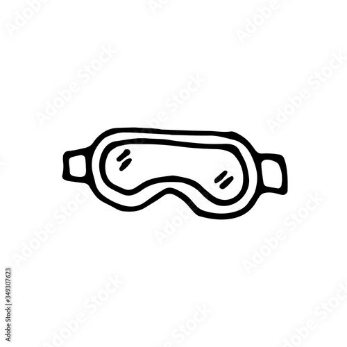 medical glasses for protection,Dentist glasses doodle style, digital isolated illustration with protective mask, the fight against the virus, medical care for viral diseases, doodle print for design