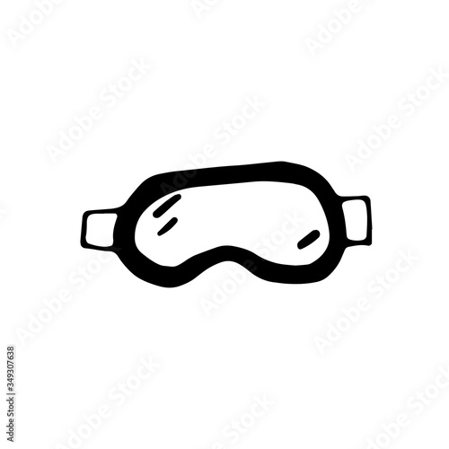 black medical glasses for protection,Dentist glasses doodle style, digital isolated illustration with protective mask, the fight against the virus, medical care for viral diseases, doodle print 