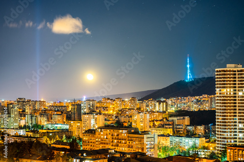 Night view of Tbilisi's downtown