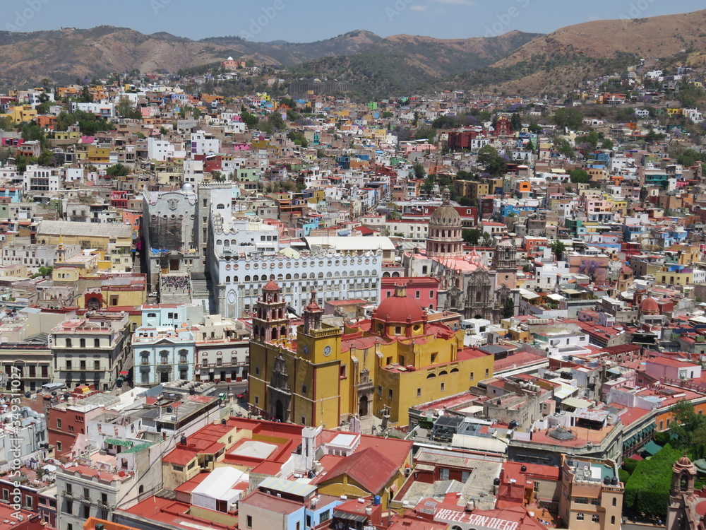 Old colorful architecture of a Mexico's Guanajuato city