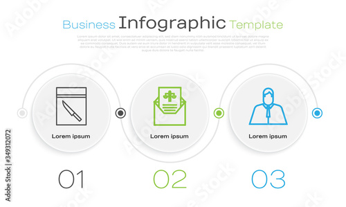 Set line Evidence bag and knife, Subpoena and Lawyer, attorney, jurist. Business infographic template. Vector