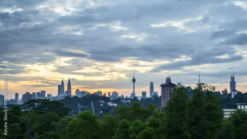 Time lapse of sunrise night to day scene at big city skyline. Tilt down Time lapse of sunrise night to day scene at big city skyline. Tilt down