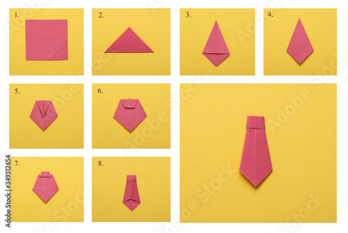 Foto Step-by-step photo instructions on how to make an origami tie