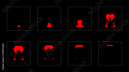 Fire explosion effect. Explosion Animation effect. Animation Sprite sheet for games, cartoon or animation. vector style animation effect 1003.