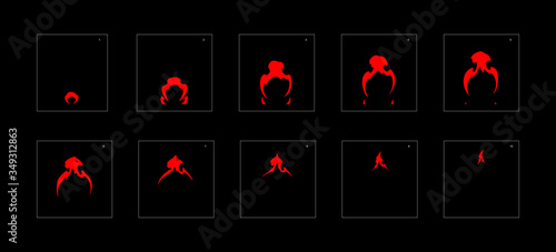 Fire explosion effect. Explosion Animation effect. Animation Sprite sheet for games, cartoon or animation. vector style animation effect 1022.