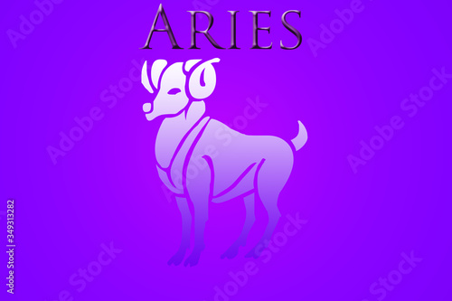 zodiac sign of aries on abstract pink background