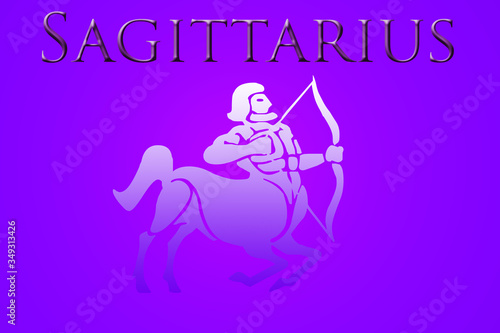 zodiac sign of sagittarius on abstract pink background