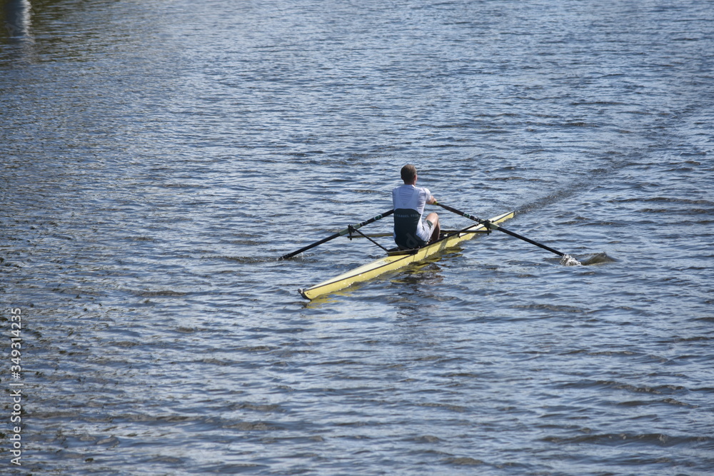 Naklejka premium man in canoe
