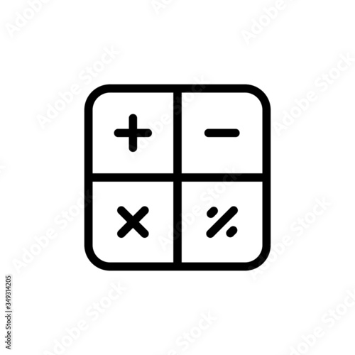 Calculator icon template in line art style on white background, Calculator symbol vector sign isolated on white background illustration for graphic and web design
