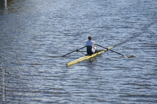 man in canoe