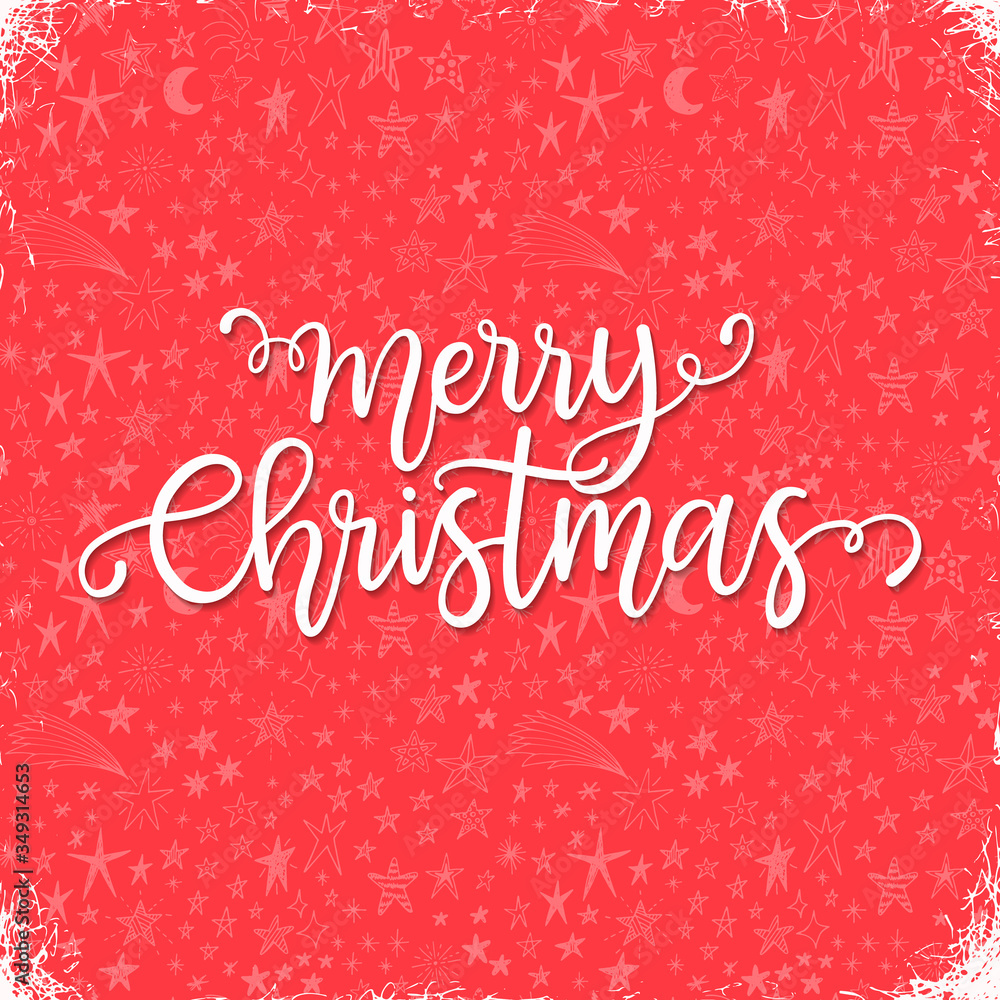 Merry Christmas phrases, hand lettering greeting card