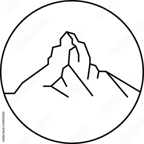 Vector illustration of mountain Matterhorn. Line art mountains