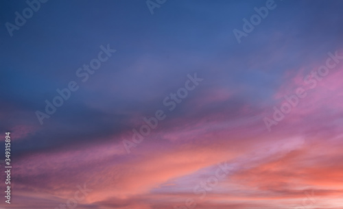 Sky clouds sunset effect background.
