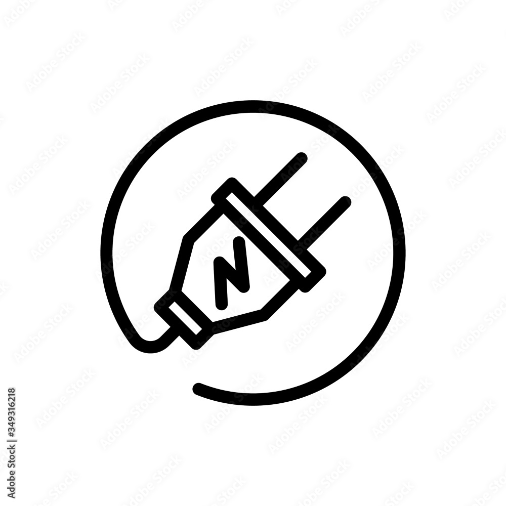 Electric plug icon isolated in line art style on white background, Vector illustration Electric plug icon isolated in line art style on white background, Vector illustration