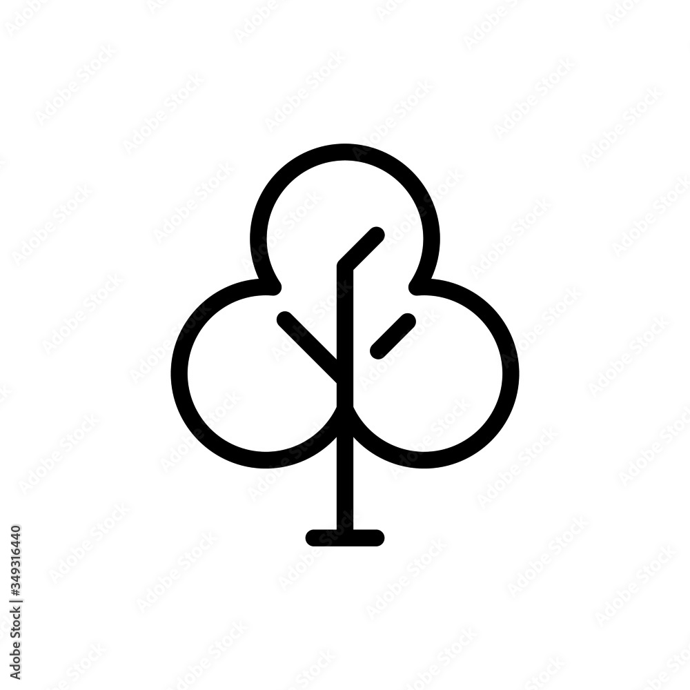 Tree silhouette icon isolated in line art style on white background, Vector illustration Tree silhouette icon isolated in line art style on white background, Vector illustration