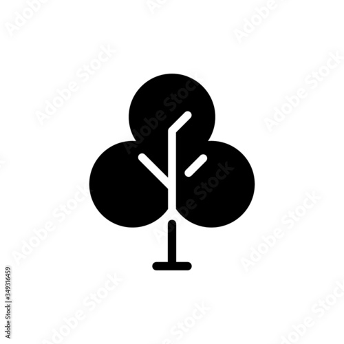 Tree silhouette icon isolated in black flat design on white background, Vector illustration